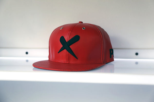X-Label Leather Snapback Red